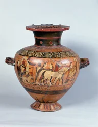 Hydra, der skildrer en krigers afgang, Corinthian Style (keramik)