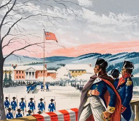 De amerikanske styrker, der belejrede Boston under uafhængighedskrigen, hejste et nyt flag på Prospect Hill