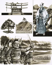 Samuraiens erhverv er røveri og vold (gouache på papir)
