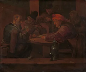 Mænd, der spiller kort i et værtshus