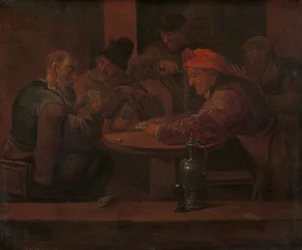 Mænd, der spiller kort på en kro, ca. 1660-1680 (olie på panel)