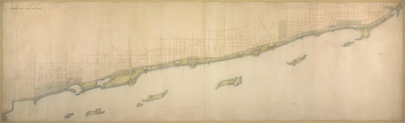 Plade 50 B fra Plan of Chicago 1909: Lake Shore fra Chicago Avenue mod syd til Wilmette...