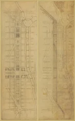Plade 78 2 Tegninger fra The Plan of Chicago, 1909: Foreslået placering og arrangement af...