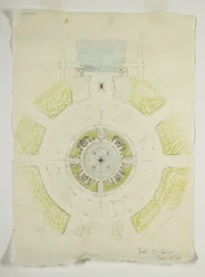 Potomac Round Point, Washington D.C., Circular Pool Plan Skitse, 1909.