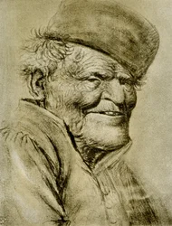 Hovedstudie af en smilende landmand