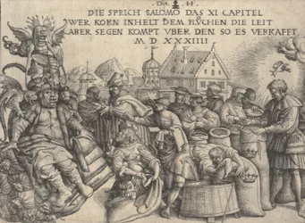 Illustration til Ordsprogene 11:26, 1534.