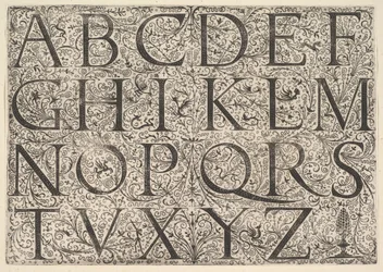 Romersk alfabet med store bogstaver, ca. 1520.
