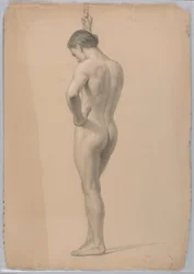 Tegning, mandlig nøgen stående, november 1866
