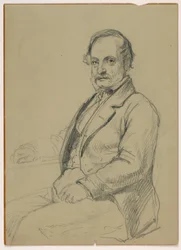 Tegning, siddende mand, ca. 1860