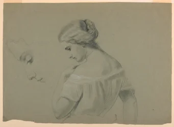 Tegning, profil af kvindehoved a, 1840-70