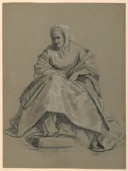 Tegning, studie til "Martha Washington Reception", 1860
