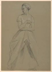 Tegning, studie til "Martha Washington Reception", 1860