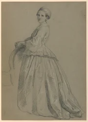 Tegning, studie til "Martha Washington Reception", 1860