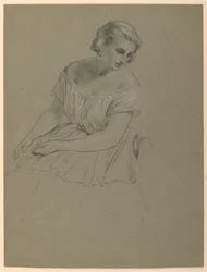 Tegning, studie til "Martha Washington Reception", 1860