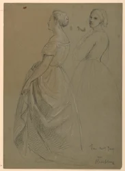 Tegning, studie til "Martha Washingtons modtagelse", 1860