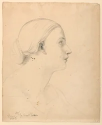 Tegning, studie til "Sacred Lesson", 1843