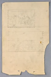 Tegning, studie til "Videnskabelig gruppe", 1858
