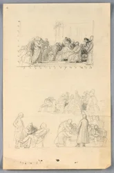 Tegning, studie til "Videnskabelig gruppe", 1858