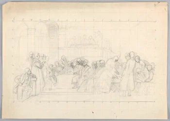 Tegning, studie til "Videnskabelig gruppe", 1858