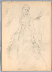 Tegning, studie til "Titian Showing", 1872