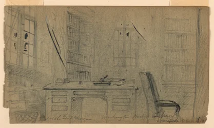 Tegning, Washington Irvings bibliotek i Sunnyside, 16. marts 1860