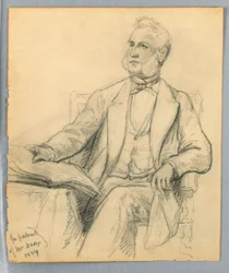 Tegning, William E. Dodge siddende, 1884
