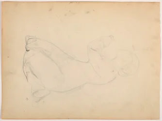 Tegning, Knælende kvinde, ca. 1852
