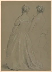 Studier af stående kvinde for "The Republican Court" (Lady Washingtons receptionsdag)