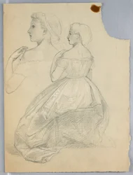 Studie af siddende kvinde for "Titian viser gravlæggelsen til Charles V og Clement VII"