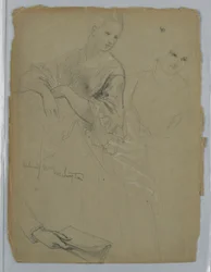 Undersøgelse af stående kvinde for "The Republican Court" (Lady Washingtons receptionsdag)
