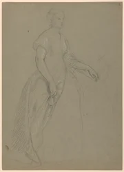 Undersøgelse af stående kvinde for "The Republican Court" (Lady Washingtons receptionsdag)