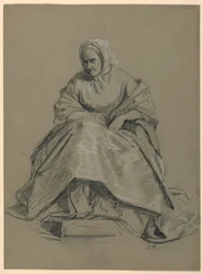 Studie af en siddende kvinde til "The Republican Court" (Lady Washingtons receptionsdag)