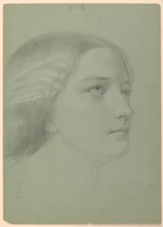 Studie af et kvindehoved for "A Magdalen"