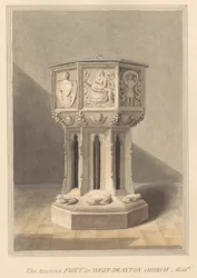 Gammel skrifttype i West Drayton Church, Middlesex