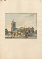 Heston kirkegård med og kunstner, der skitserer gravstenene