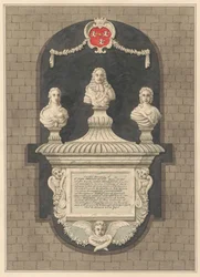 Mindesmærke for Sir John Bennett og hans hustruer Elizabeth og Bridget fra Harlington Church