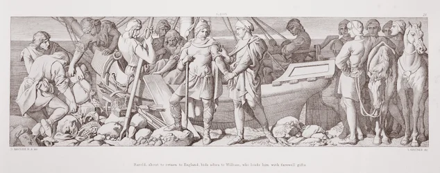 Harold, der er ved at vende tilbage til England, siger farvel til William, som fylder ham med afskedsgaver, fra 