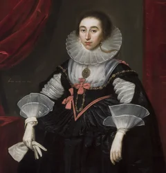 Detalje af portræt af Elizabeth Cavendish, 1624