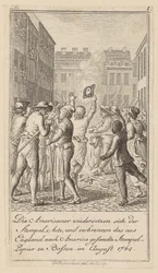 Blad 1 af serien til essayet «Historien om revolutionen i Nordamerika» af M. C. Sprengel.