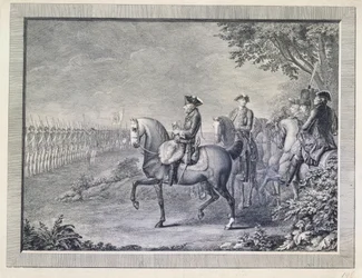 Kong Frederik 2. ved vagtparaden i Potsdam