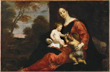 Sankt Maria med Jesusbarnet og den unge Sankt Johannes og guldfinken (maleri på lærred)