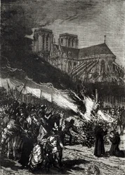 Tempelriddernes afbrænding, illustration fra "L