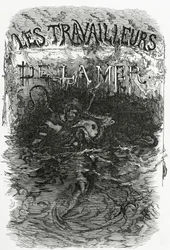 Illustration til romanen Les Travailleurs de la Mer, 1800-tallet (bw-gravering)