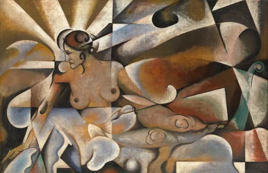 Cubist Woman, af Baranov-Rossine, Vladimir Davidovich (1888-1942). Olie på lærred, ca. 1920. Mål: 101x153,5 cm. Privat samling