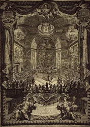 Den store fest for H.R.H. prinsessen af Orange, fejret i december 1686 i Salon du Bois i Haag, til ære for prinsen af Oranges fødselsdag (stik)