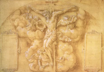 The Crucifixion, 1547 (blyant forhøjet med hvidt på papir)