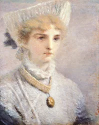 Pige i hvid af Daniele Ranzoni (1843-1889)
