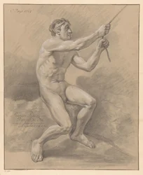 Siddende mand nøgen, set fra siden (1. præmie 1777)