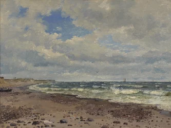 En strand med klitter. Jyllands vestkyst