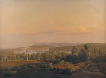 Udsigt mod Himmelbjerget, Jylland. Aften